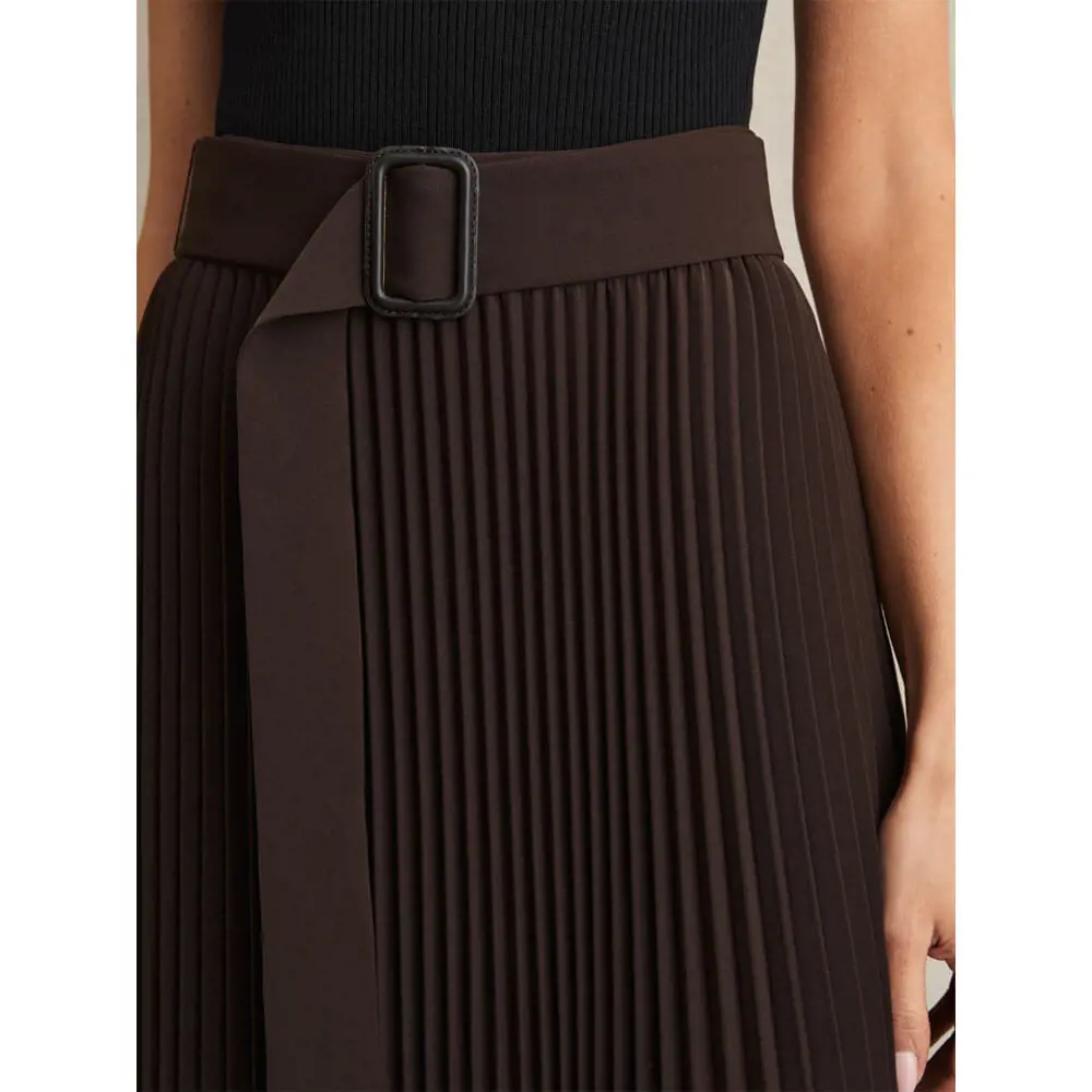 REISS AVA Pleated Belted Midi Skirt